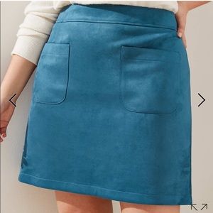 Loft Faux Suede Velvet Teal Pocket Skirt
